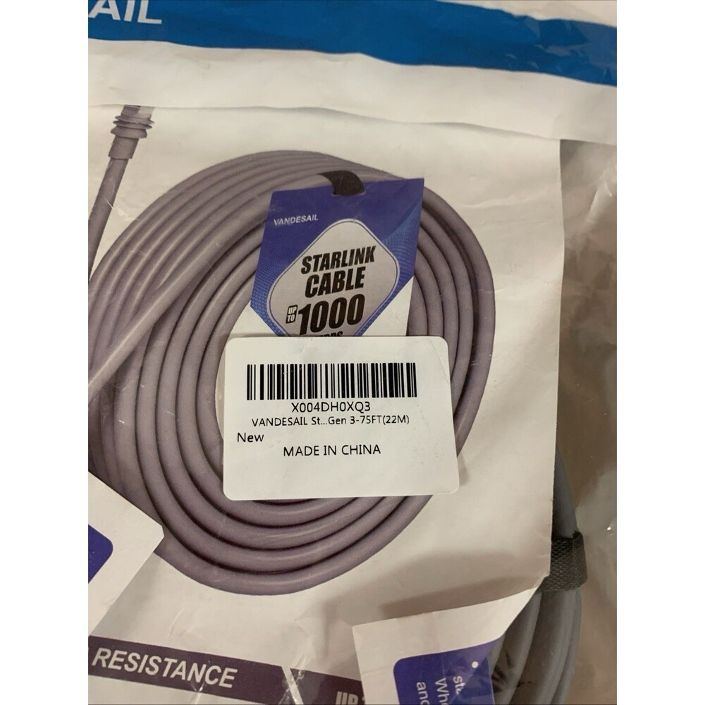 Starlink 75’ Gen 3 Cable - High-Speed Weatherproof Standard G3 Grey